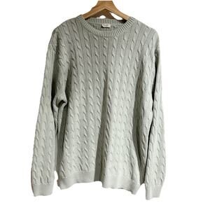 John Galt Sweater One Size Cable Knit Crewneck Pastel Sage Green Minimal Preppy